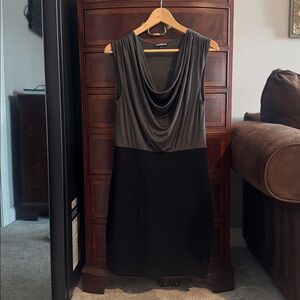 Express Two-Tone Black and Gray Midi Dress
